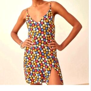 Reformation Marlow Rainbow  Colorful Floral Mini Dress Size Small